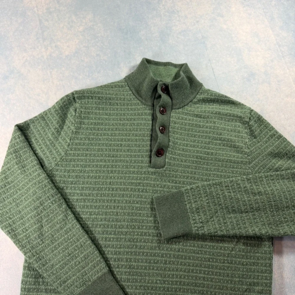UNTUCKit Engwen Sweater Mens L Green Good Merino Wool Mock Neck 40952